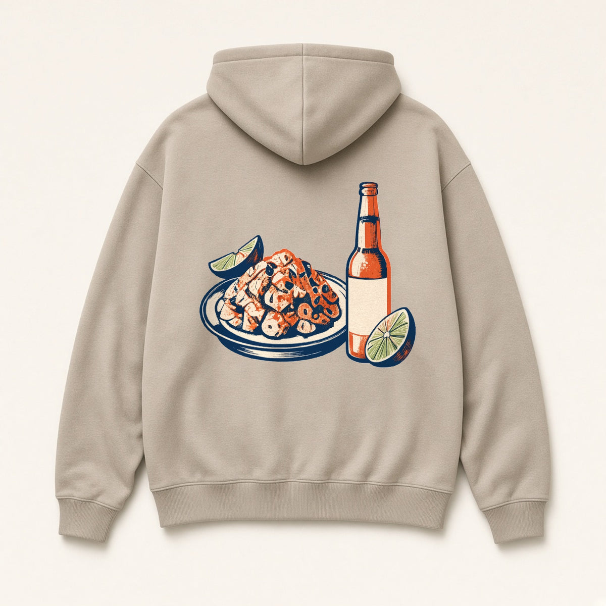 El Ceviche Hoodie, back print on Mushroom