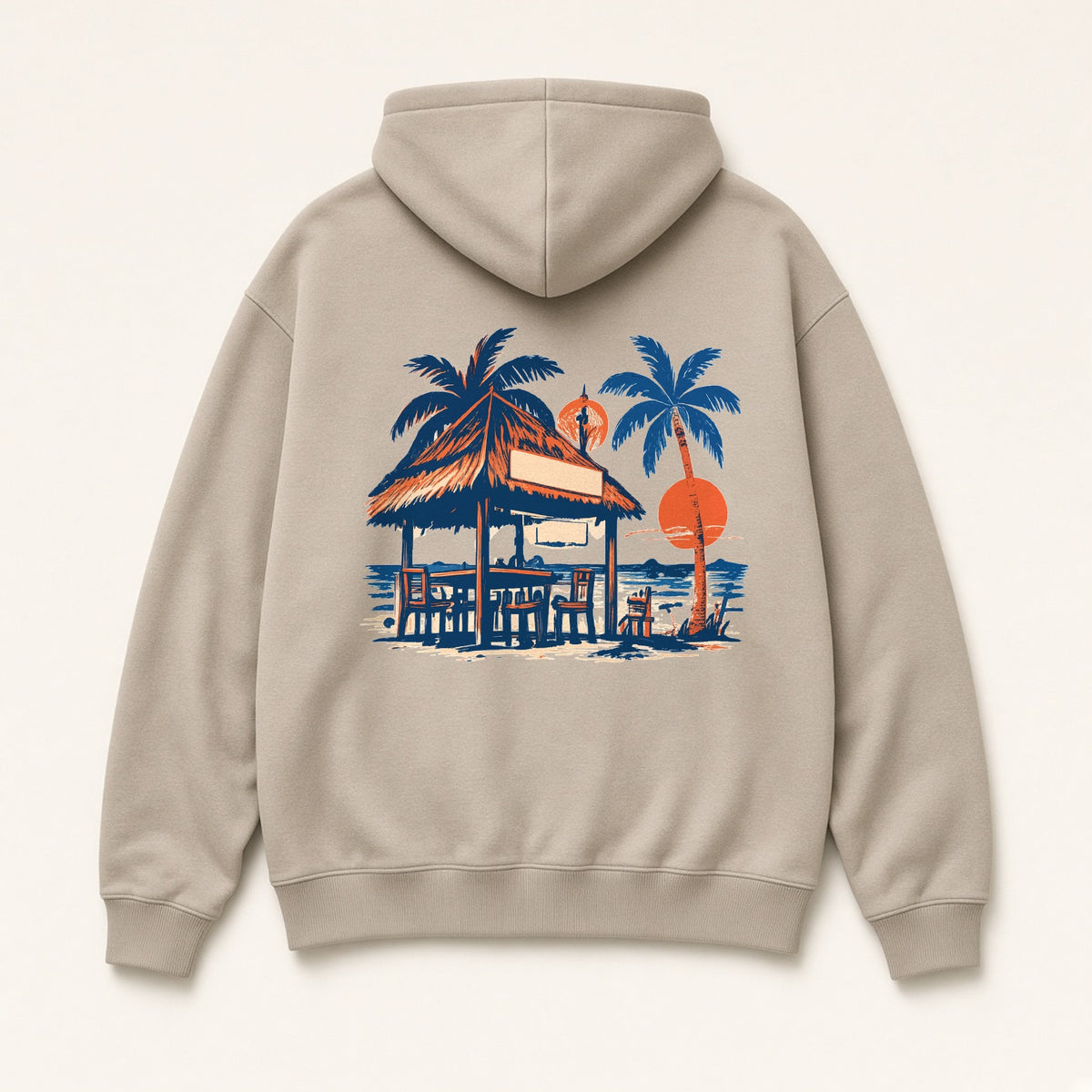 La Palapa Hoodie, back print on Mushroom