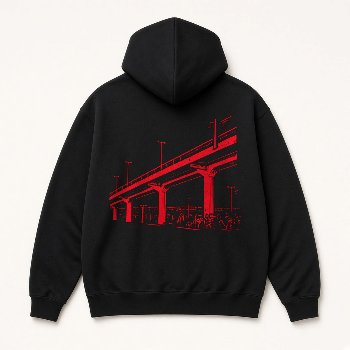 El Viaducto Hoodie, back print on Black