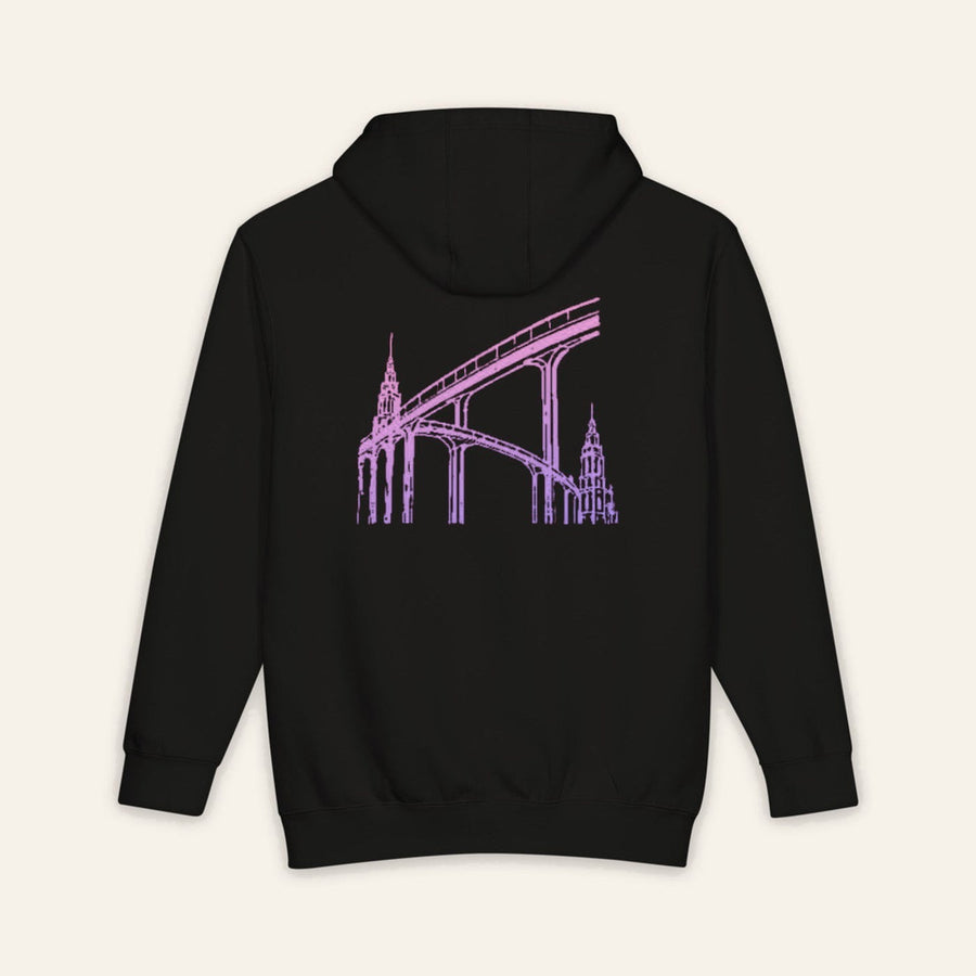 The De la Ciudad Hoodie, back print.