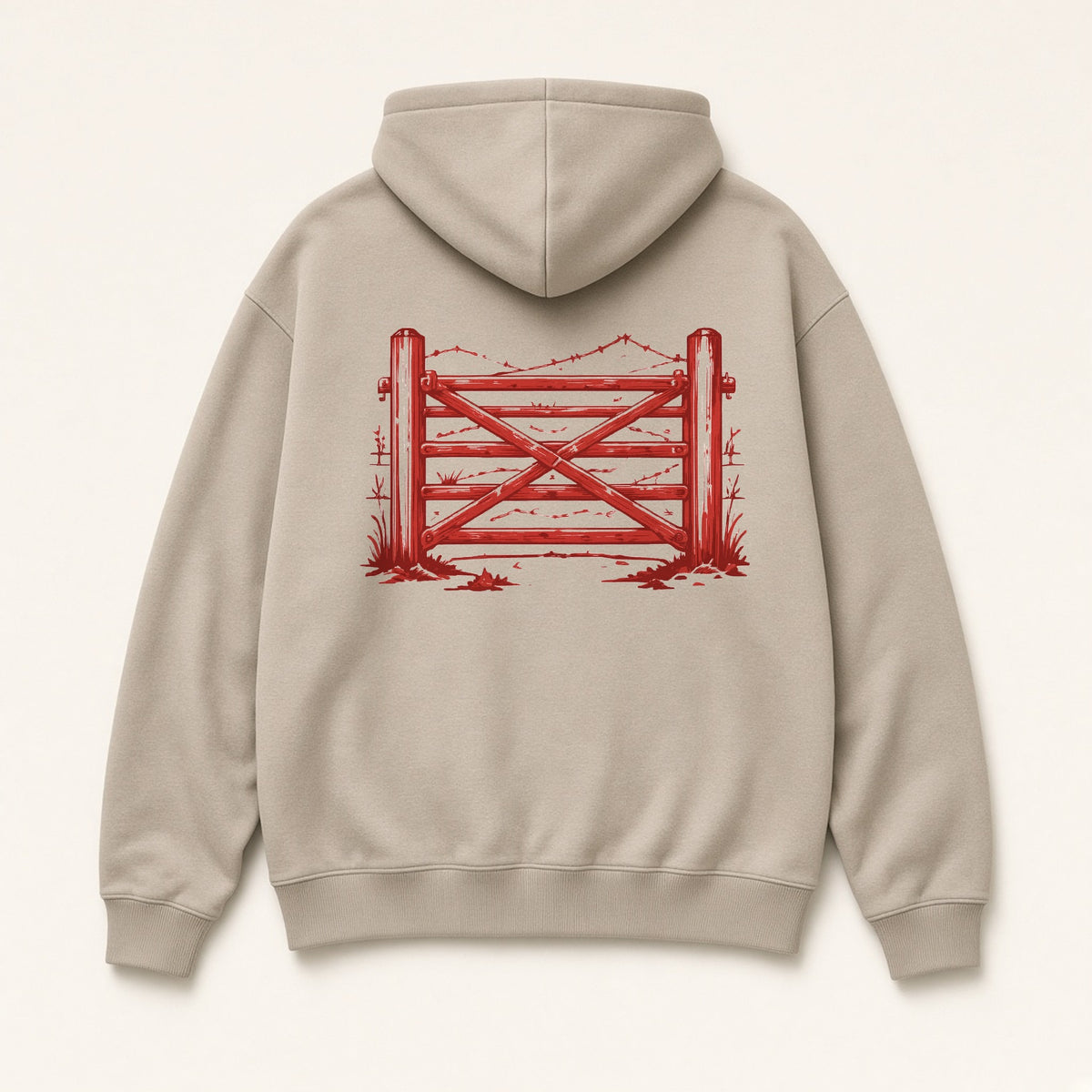 El Corral Hoodie, back print on Mushroom