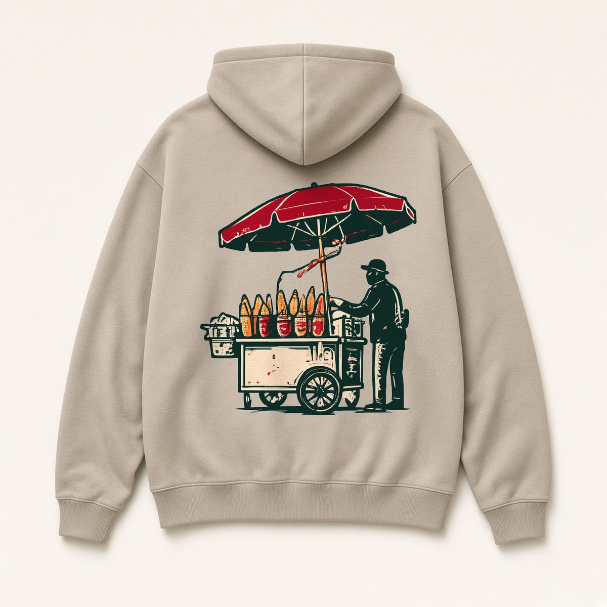 El Elote Hoodie, back print on Mushroom