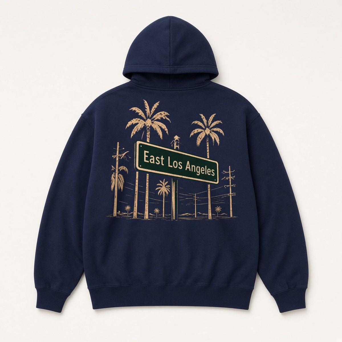 La Esquina Hoodie, back print on Navy Blue