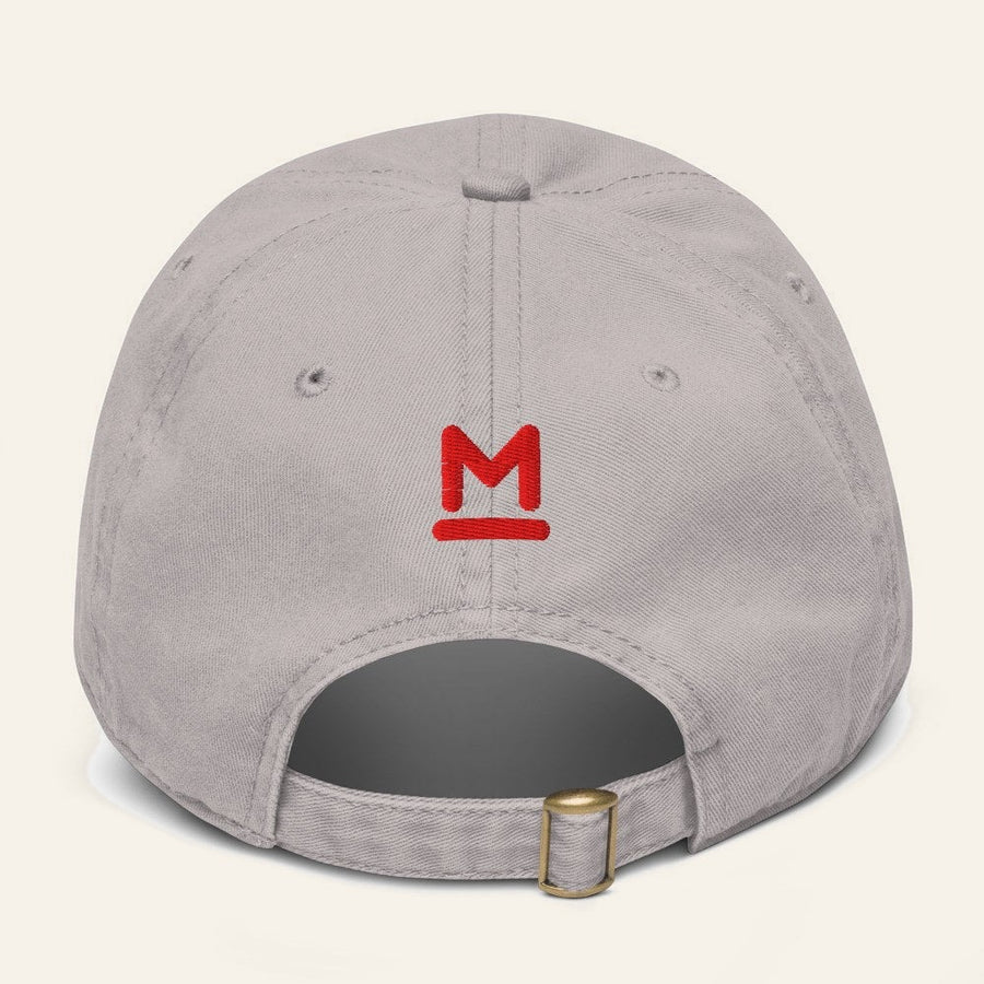 The Del Barrio Cap in Gray, back. Bar M in red thread.